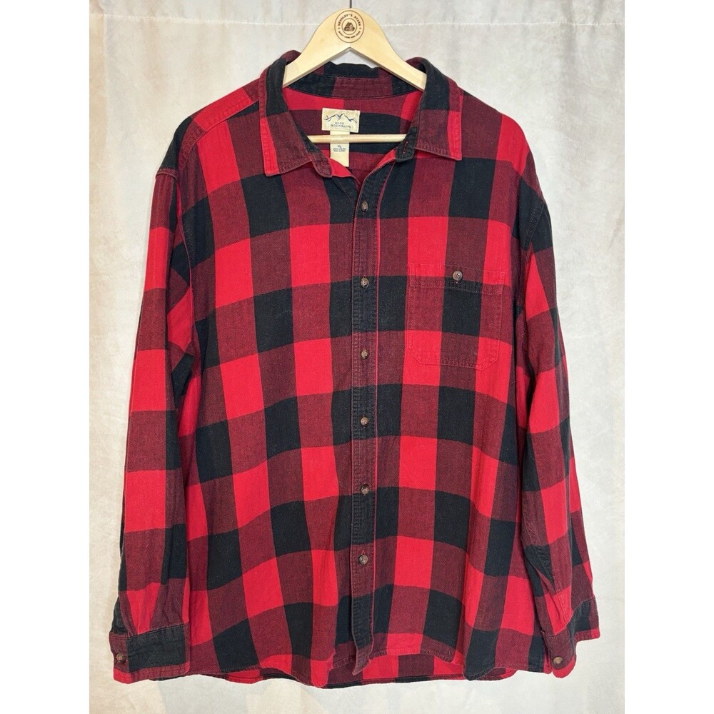 Blue Mountain Red Black Buffalo Plaid Flannel Shirt XL Cotton Button Up